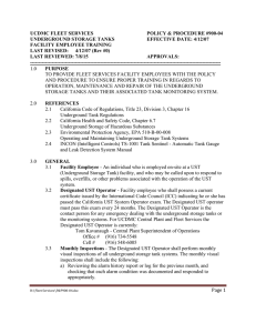 UCDMC FLEET SERVICES POLICY &amp; PROCEDURE #900-04 UNDERGROUND STORAGE TANKS