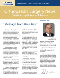 Orthopaedic Surgery News “Message from the Chair” Celebrating 42 Years of Service