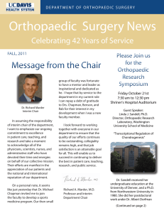 Orthopaedic  Surgery News Message from the Chair Message the Chair