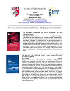 The following new publications are available for reference at the... EUROPEAN DOCUMENTATION CENTRE