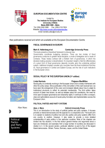 New publications received and which are available at the European...