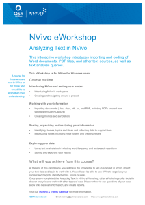 NVivo eWorkshop Analyzing Text in NVivo