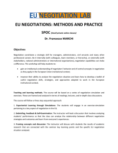 EU NEGOTIATIONS: METHODS AND PRACTICE  SPOC Dr. Francesco MARCHI