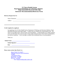 UC Davis Health System  Instructor Recommendation/Reference Form