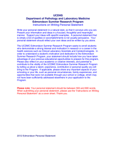 UCDHS Department of Pathology and Laboratory Medicine Edmondson Summer Research Program