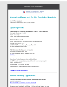 International Peace and Conflict Resolution Newsletter Upcoming Events