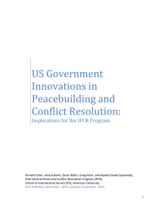 US Government Innovations in Peacebuilding and Conflict Resolution: