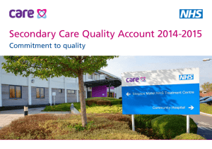 Secondary Care Quality Account 2014-2015 Commitment to quality