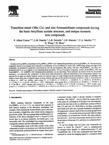 Transition metal  (Mn,  Co)  and zinc formamidinate ... the basic beryllium acetate structure, and unique isomeric