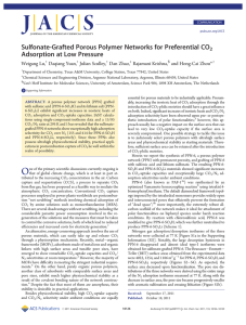 Sulfonate-Grafted Porous Polymer Networks for Preferential CO Adsorption at Low Pressure