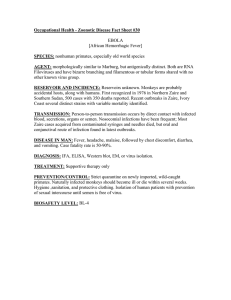 Occupational Health - Zoonotic Disease Fact Sheet #30 SPECIES: AGENT: EBOLA