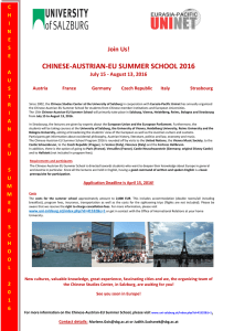 CHINESE-AUSTRIAN-EU SUMMER SCHOOL 2016 Join Us!  July 15 - August 13, 2016