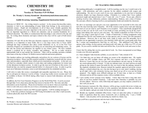 CHEMISTRY 101  SPRING