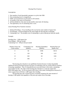Housing Price Function Assumptions: 2.  Non-commuting travel is insignificant