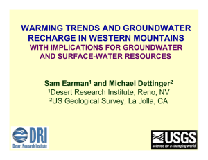 WARMING TRENDS AND GROUNDWATER RECHARGE IN WESTERN MOUNTAINS WITH IMPLICATIONS FOR GROUNDWATER