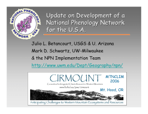 Update on Development of a National Phenology Network
