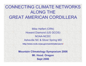 CONNECTING CLIMATE NETWORKS ALONG THE GREAT AMERICAN CORDILLERA Mike Helfert (CRN)