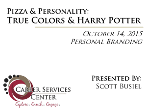True Colors &amp; Harry Potter Pizza &amp; Personality: October 14, 2015 Personal Branding