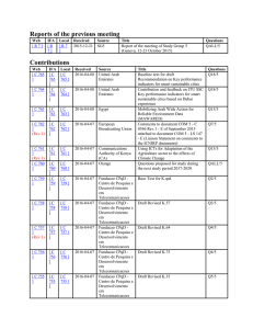 Reports of the previous meeting Contributions