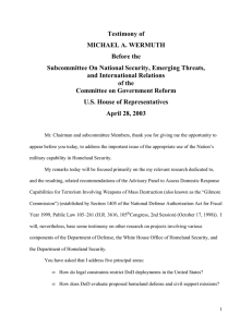 Testimony of MICHAEL A. WERMUTH Before the Subcommittee On National Security, Emerging Threats,