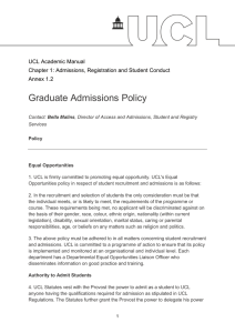 Graduate Admissions Policy  UCL Academic Manual