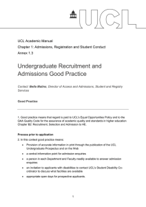 Undergraduate Recruitment and Admissions Good Practice  UCL Academic Manual