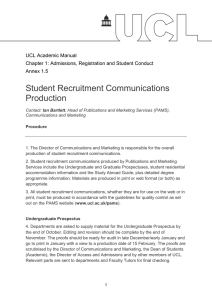 Student Recruitment Communications Production  UCL Academic Manual