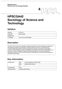 HPSCGA42 Sociology of Science and Technology Syllabus