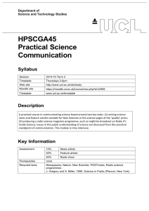 HPSCGA45 Practical Science Communication Syllabus