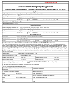 Utilization and Marketing Projects Application ID Number 2007-69