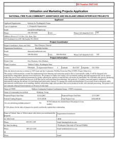 Utilization and Marketing Projects Application ID Number 2007-102