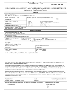 Project Summary Form Id Number 2006-007