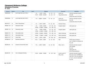 Claremont McKenna College Schedule of Courses FA  2016