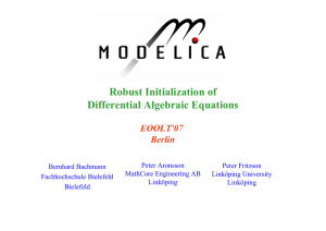 Robust Initialization of Differential Algebraic Equations EOOLT'07 Berlin