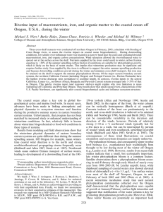 Riverine input of macronutrients, iron, and organic matter to the... Oregon, U.S.A., during the winter