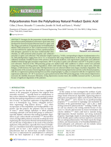 Polycarbonates from the Polyhydroxy Natural Product Quinic Acid