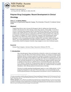 NIH Public Access Author Manuscript Polymer-Drug Conjugates: Recent Development in Clinical Oncology
