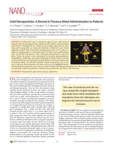 Gold Nanoparticles: A Revival in Precious Metal Administration to Patients