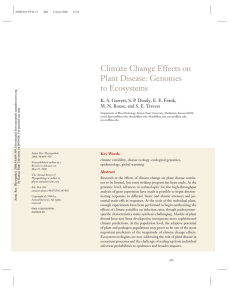 Climate Change Effects on Plant Disease: Genomes to Ecosystems