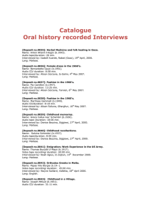 Catalogue Oral history recorded Interviews