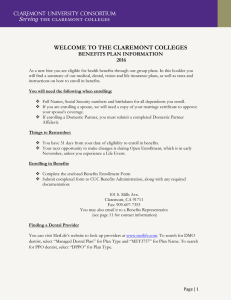 WELCOME TO THE CLAREMONT COLLEGES BENEFITS PLAN INFORMATION 2016