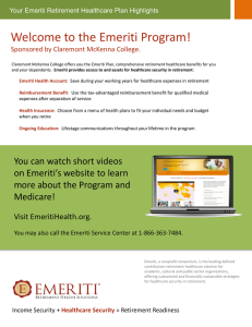 Welcome to the Emeriti Program! Sponsored by Claremont McKenna College.