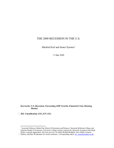 THE 2009 RECESSION IN THE U.S.  Manfred Keil and James Symons