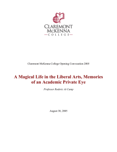 A Magical Life in the Liberal Arts, Memories