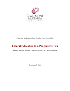 Liberal Education in a Progressive Era  September 7, 2004