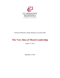 The Very Idea of Moral Leadership  September 4, 2001