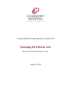 Focusing On Liberal Arts  Claremont McKenna College Opening Convocation 1999