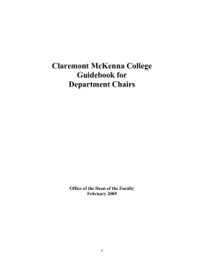 Claremont McKenna College Guidebook for Department Chairs