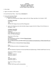 AGENDA Faculty Senate Academic Affairs December 4, 2007, 3:30 p.m.