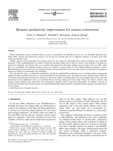 Biomass productivity improvement for eastern cottonwood ARTICLE IN PRESS Terry L. Robison